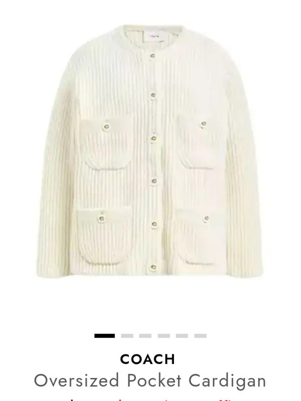 Wool COACH Cream Oversized Pocket Cardigan